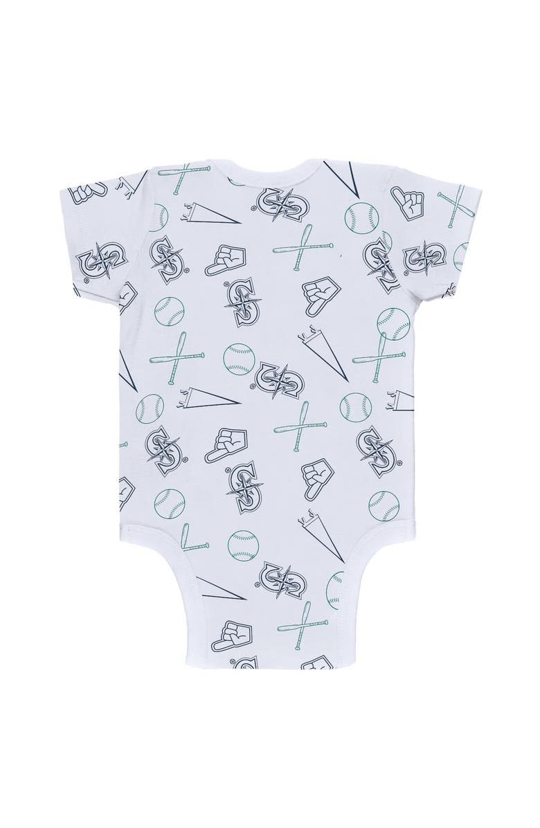 WEAR by Erin Andrews Newborn & Infant WEAR by Erin Andrews Gray/White/Navy Seattle Mariners Three-Piece Turn Me Around Bodysuits & Pants Set, Alternate, color, 