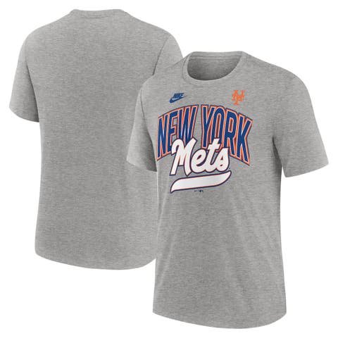 Men's Nike Heather Gray New York Mets Cooperstown Collection Retro Tri-Blend T-Shirt