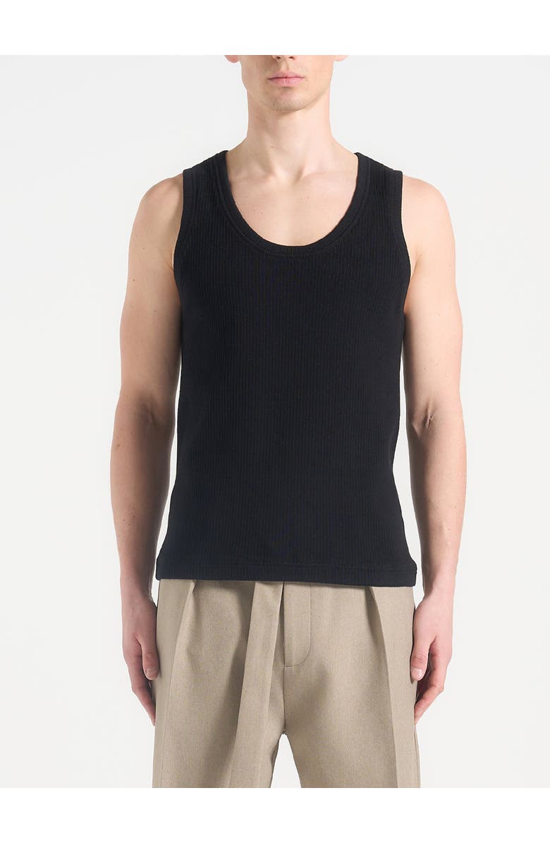 Manière De Voir Justin Ribbed Cotton Vest, Alternate, color, Black