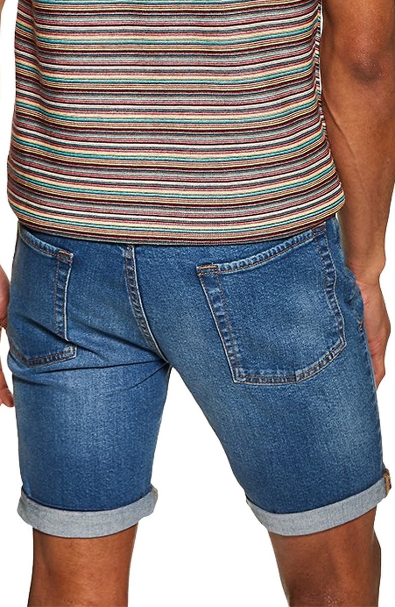 Topman Justin Skinny Fit Denim Shorts, Alternate, color, 
