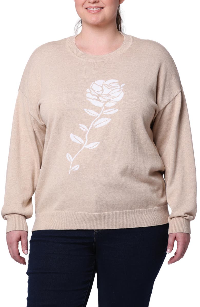 MINNIE ROSE Rose Cotton & Cashmere Sweater, Main, color, Brown Sugar