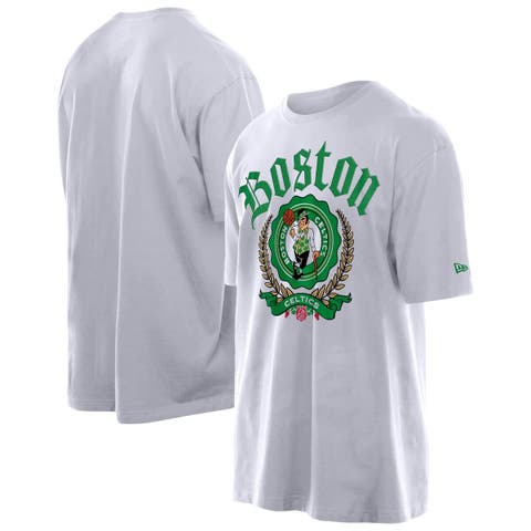 Men's New Era White Boston Celtics Throwback Prep Oversized T-Shirt