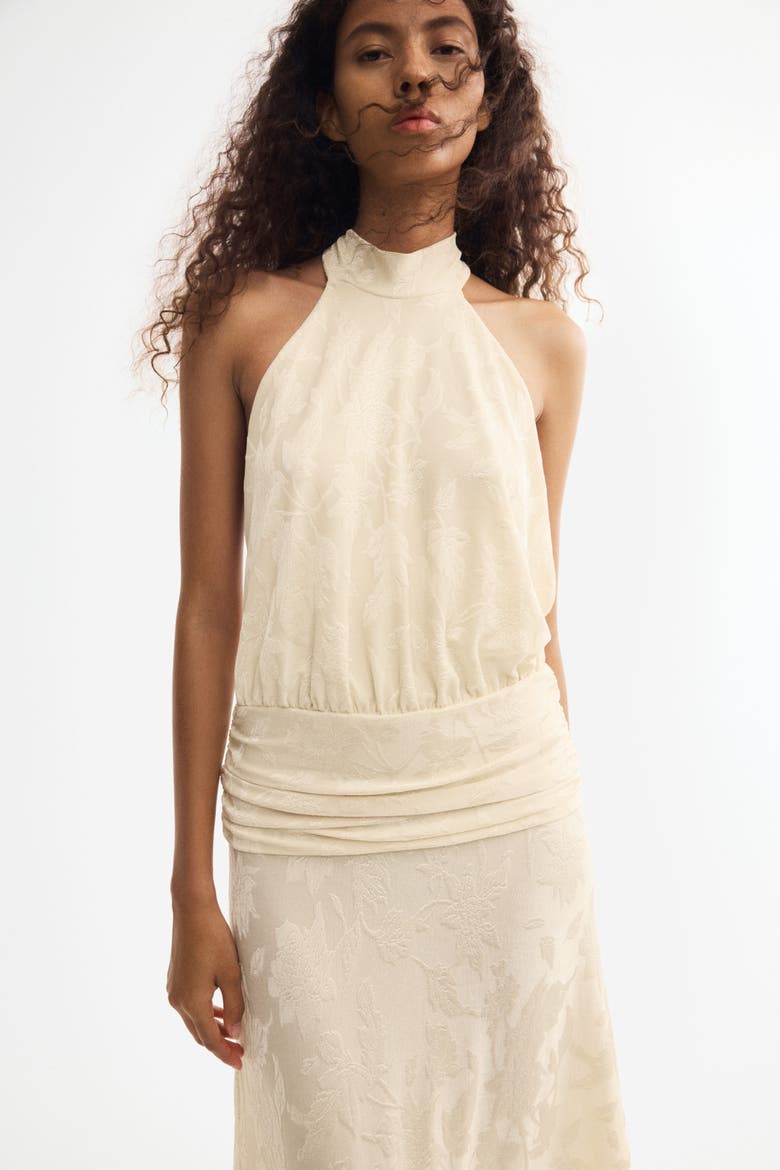 Halterneck Maxi Dress, Alternate, color, Pale yellow