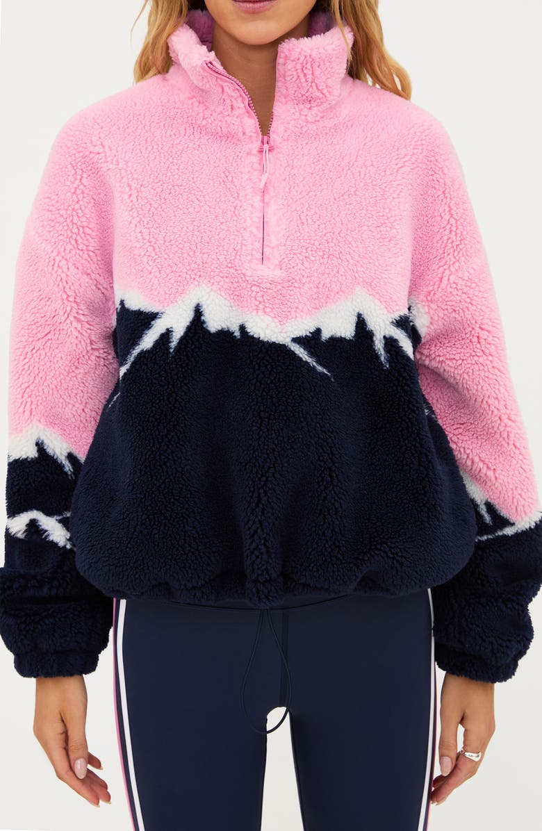 Beach Riot Leona Fleece Half Zip Sweatshirt, Alternate, color, Snowy Peaks