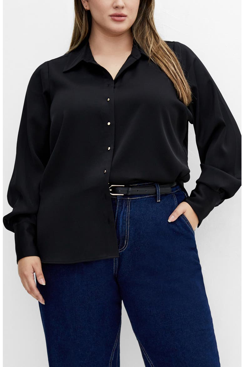 Amoura Button-Up Shirt, Main, color, BLACK