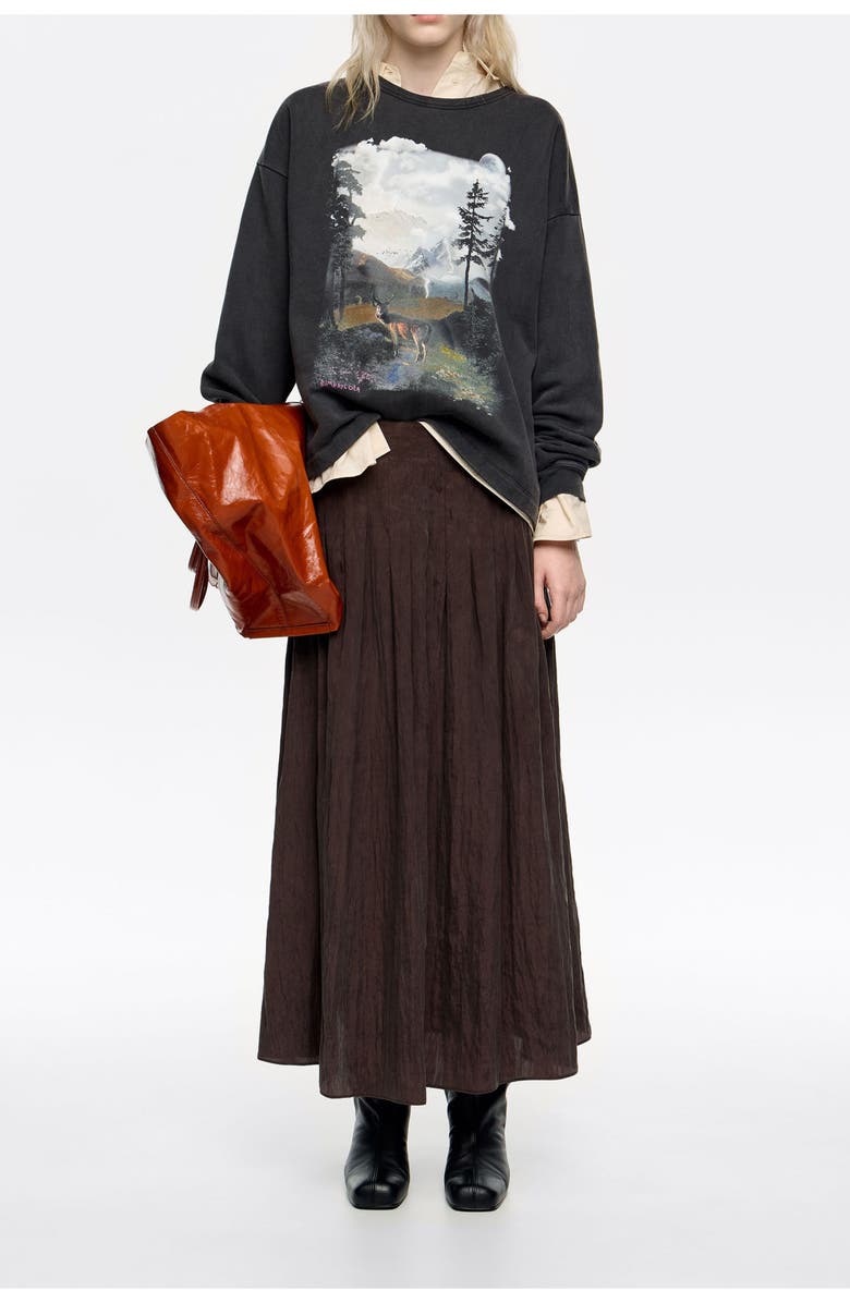 Bimba y Lola Long Wolves Logo Sweatshirt, Alternate, color, Washed Black