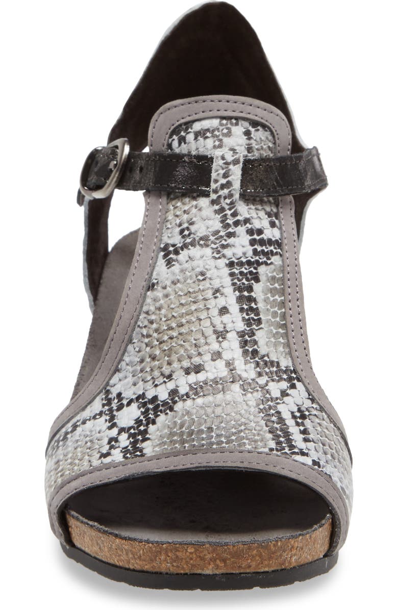 Naot Fiona Wedge Sandal, Alternate, color, Grey Cobra Print Leather