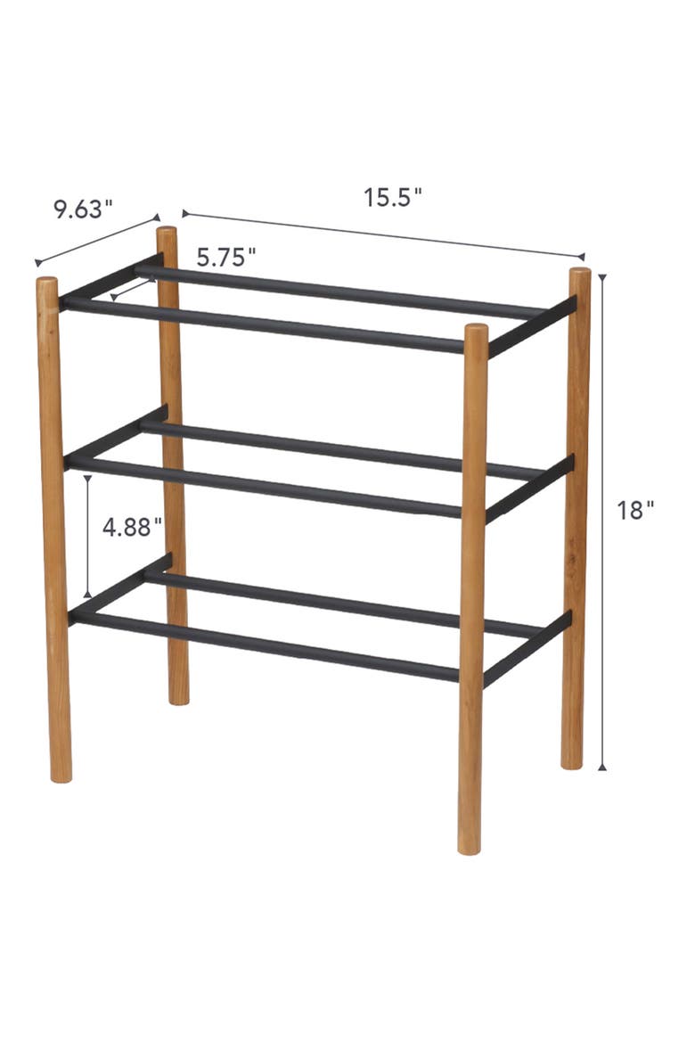 Expandable 3-Tier Shoe Rack, Alternate, color, BLACK