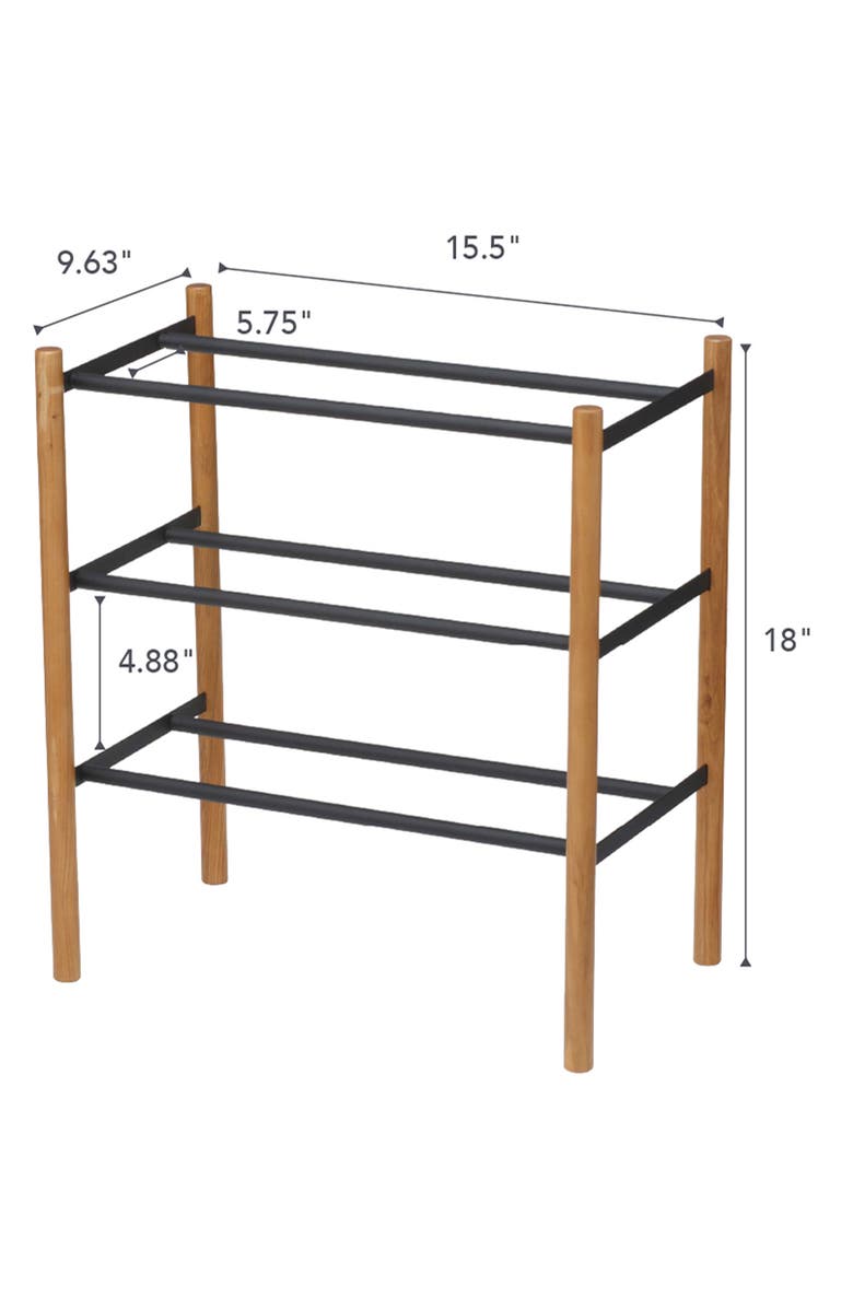 Yamazaki Expandable 3-Tier Shoe Rack, Alternate, color, Black