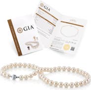 The Pearl Source GIA Certified 9.0-9.5mm Japanese Akoya White Pearl Necklace - AAA Quality