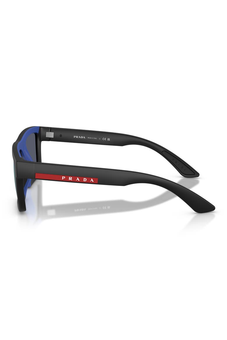55mm Rectangular Sunglasses, Alternate, color, MATTE BLACK/ BLUE VIOLET