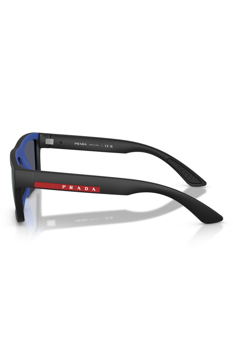 Prada Linea Rossa 55mm Rectangular Sunglasses, Alternate, color, Matte Black/ Blue Violet