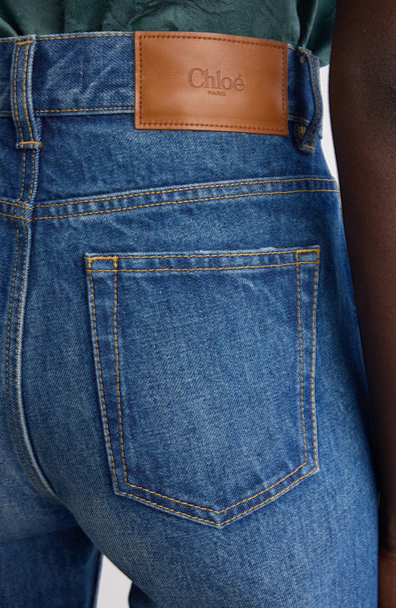 Chloé Split Hem Straight Leg Jeans, Alternate, color, Faded Indigo