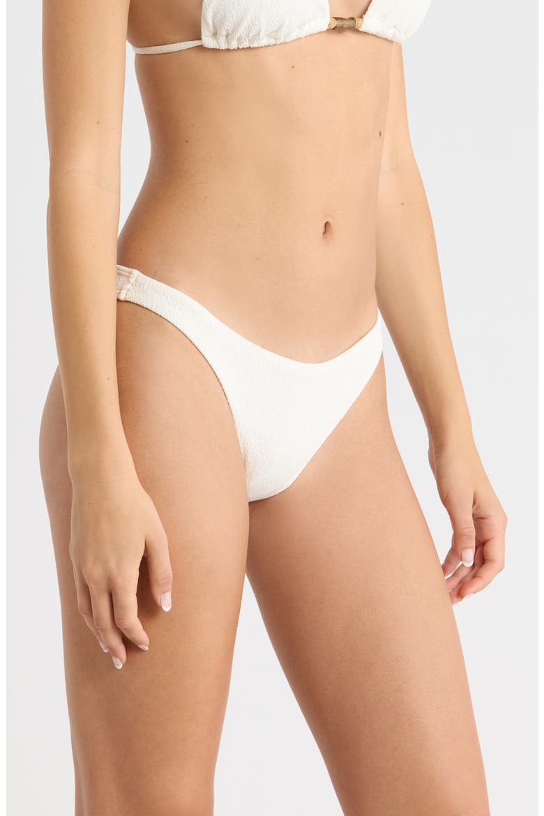 Firenze Crinkle Basic Bikini Bottoms, Alternate, color, WHITE