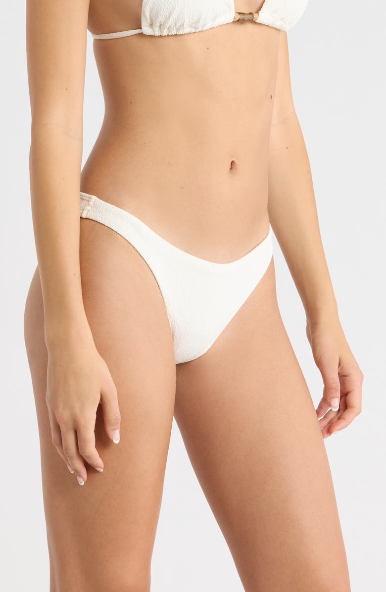 ViX Paula Hermanny Firenze Crinkle Basic Bikini Bottoms, Alternate, color, White