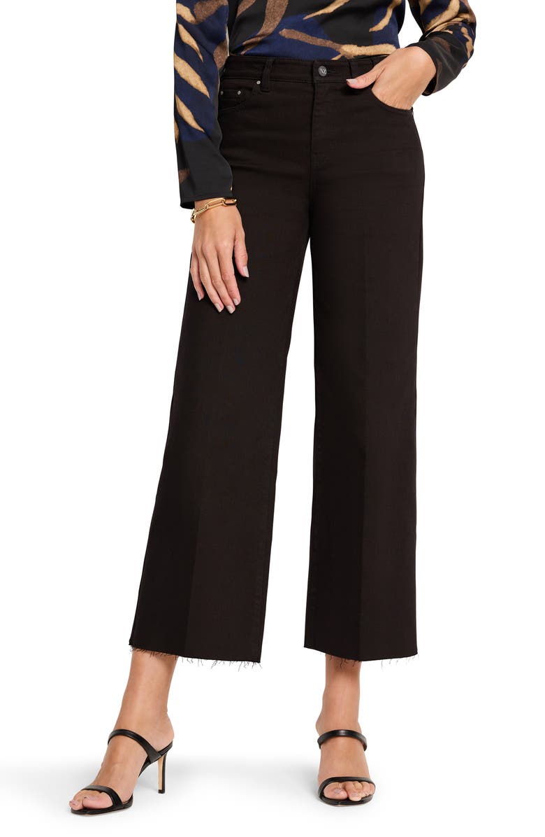 NIC+ZOE Raw Hem Ankle Wide Leg Jeans, Main, color, Black Onyx