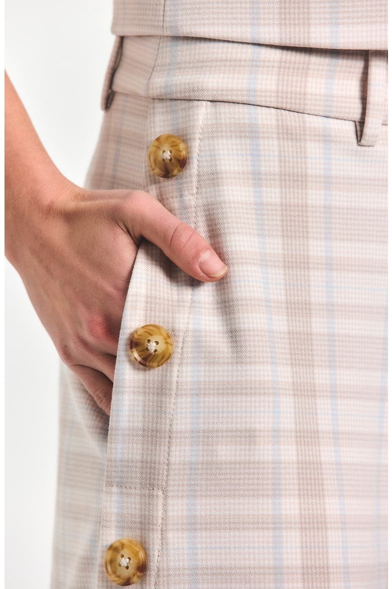 Carter Button Wide Leg Pants, Alternate, color, TAUPE/ BLUE PLAID