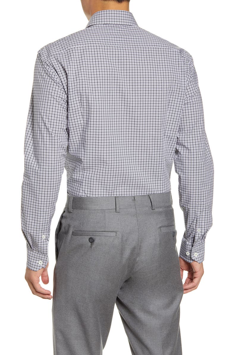 Bugatchi Trim Fit Stretch Check Dress Shirt, Alternate, color, 