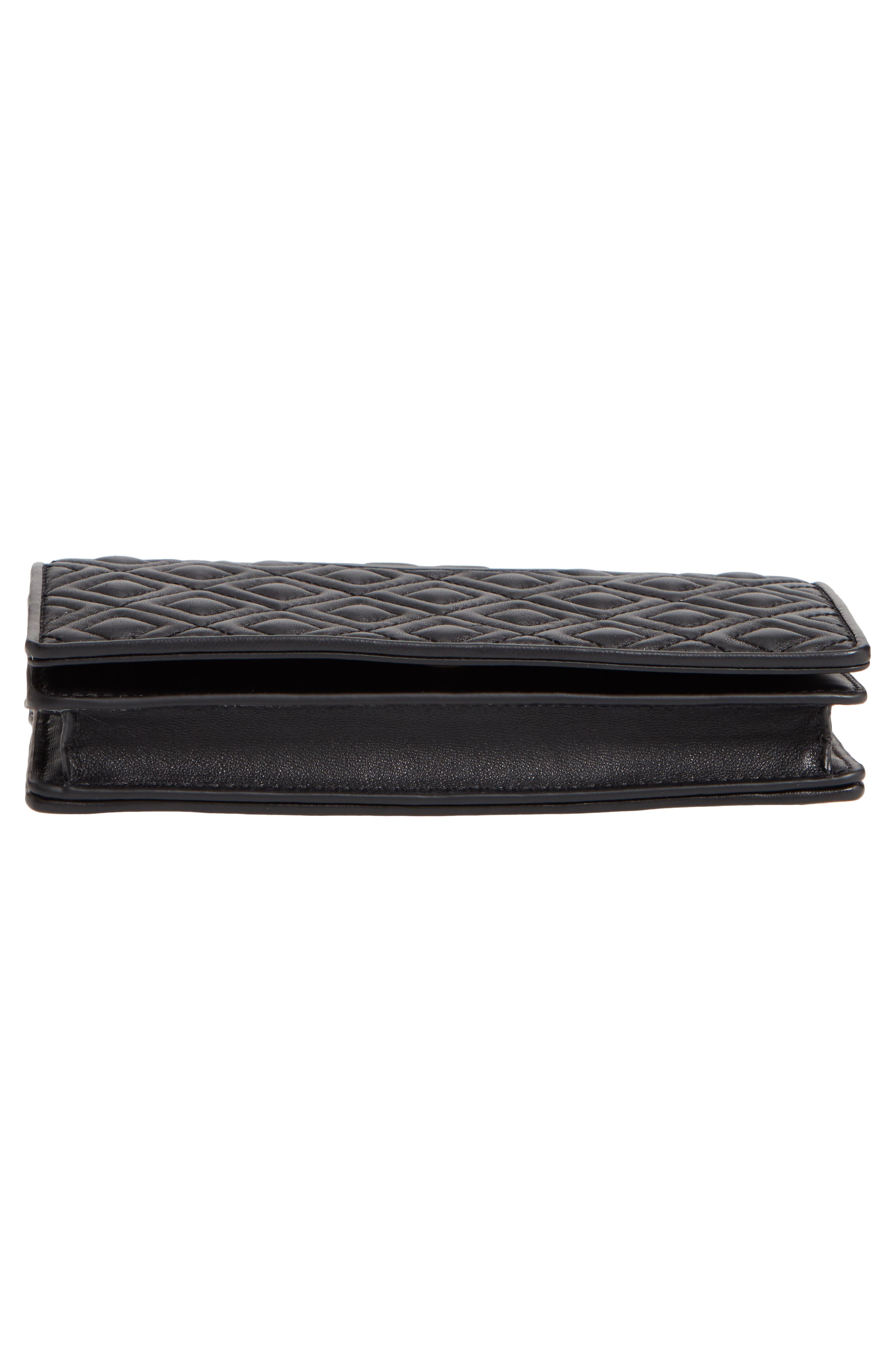 Fleming Lambskin Leather Crossbody Wallet, Alternate, color, BLACK