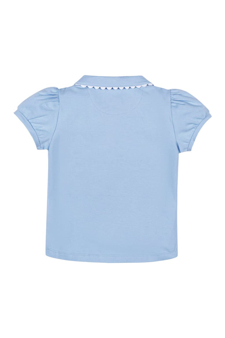 Girls' Organic Puff Sleeve Polo, Kids, Alternate, color, Classic Blue with White