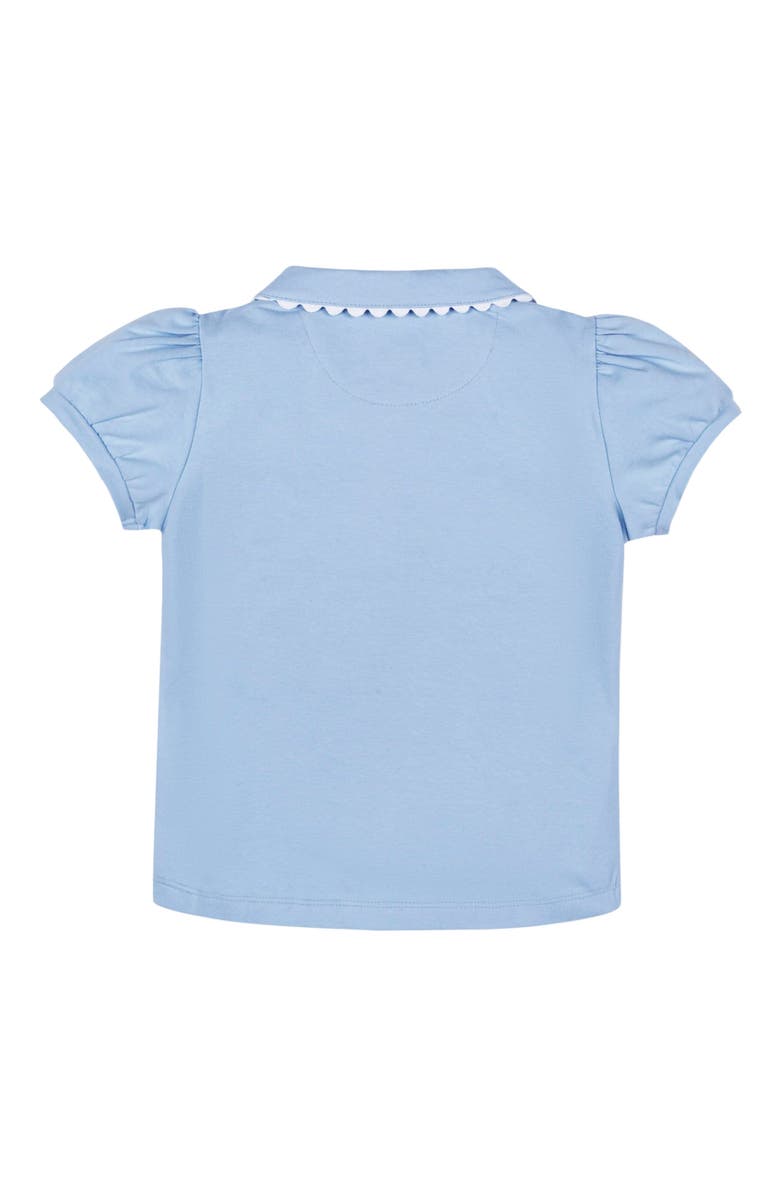 Hope & Henry Girls' Organic Puff Sleeve Polo, Kids, Alternate, color, Classic Blue With White