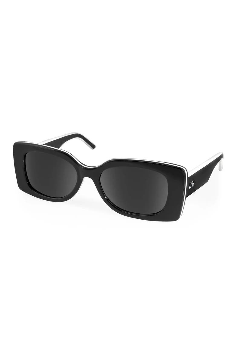 Essie Polarized Rectangle Sunglasses, Alternate, color, BLACK