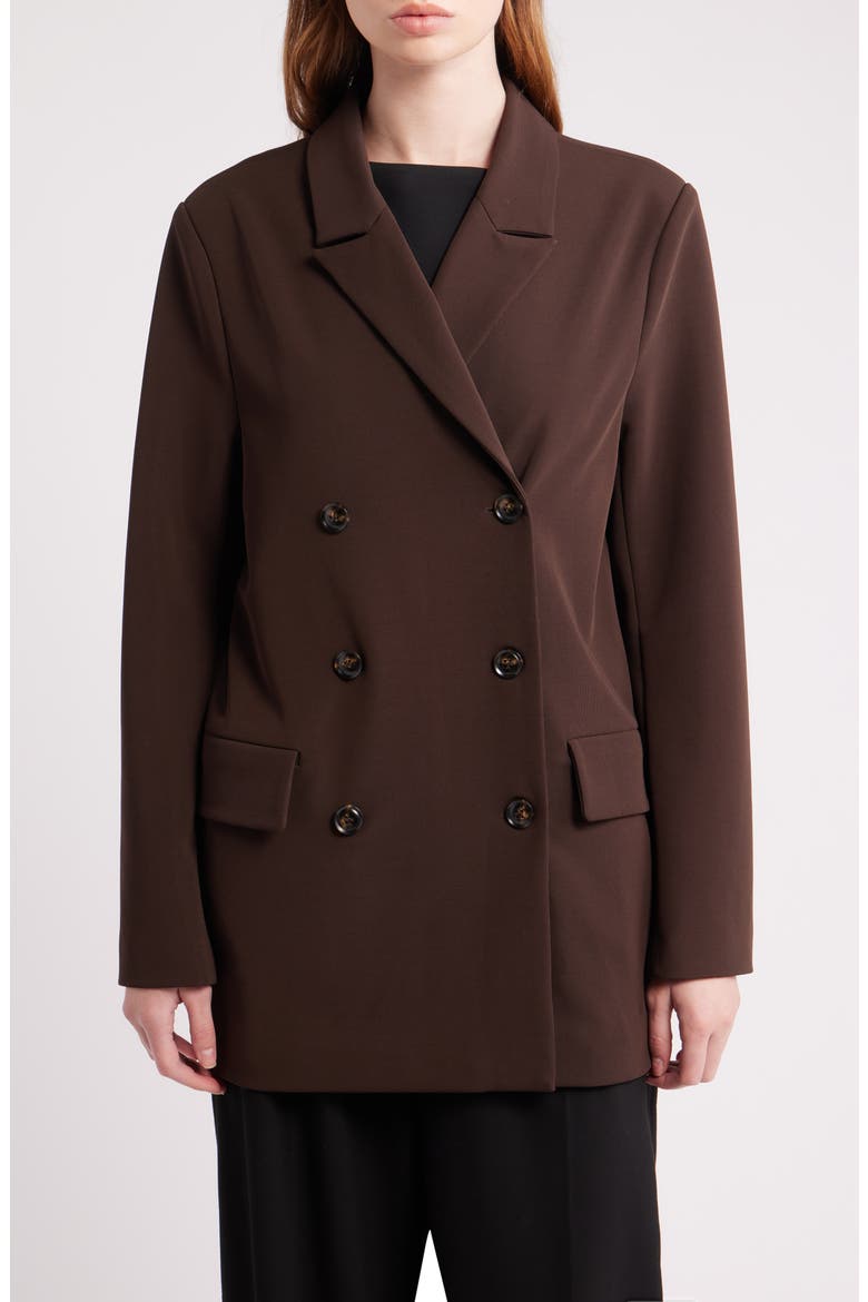 Anthony Double Breasted Longline Blazer, Main, color, BROWN
