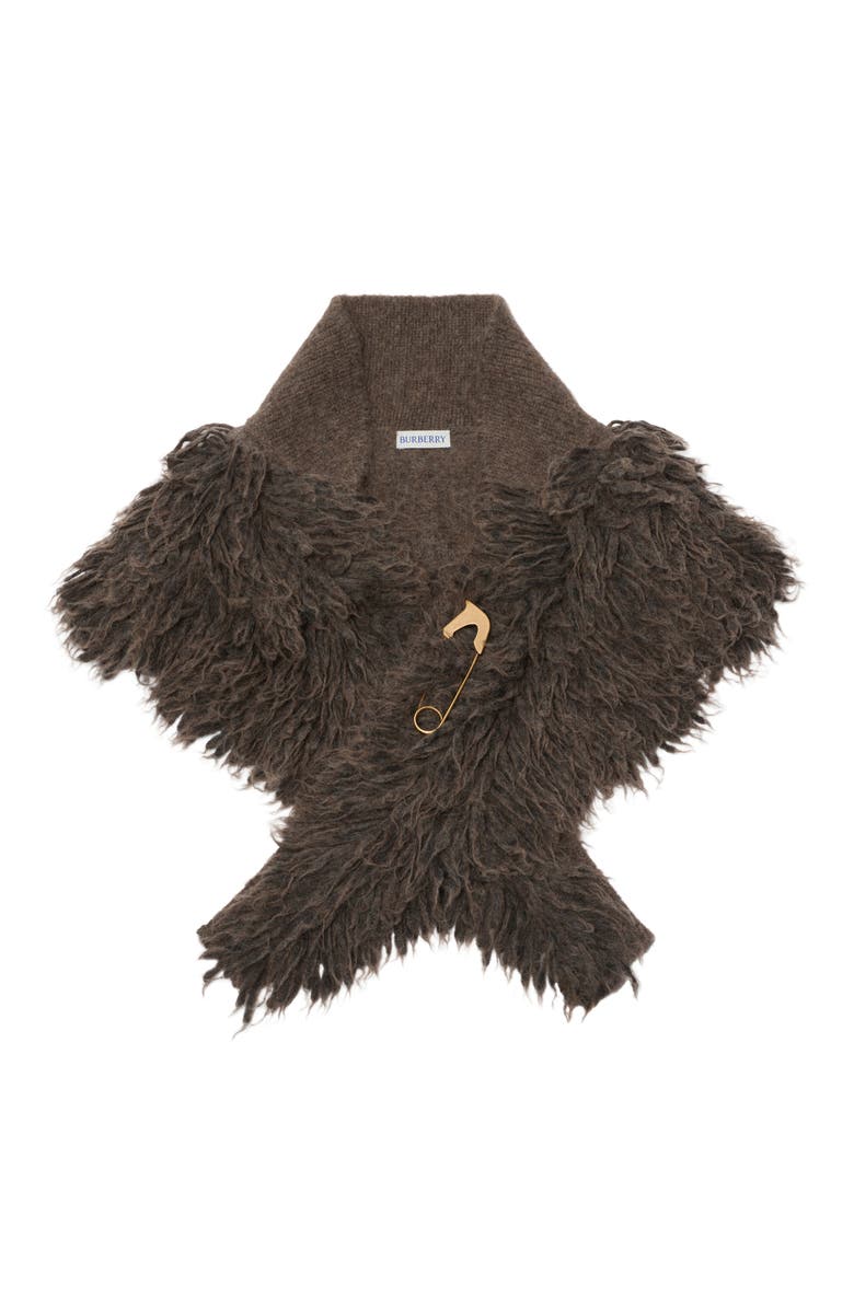 Burberry Alpaca Wool Blend Collar, Main, color, Mink Brown