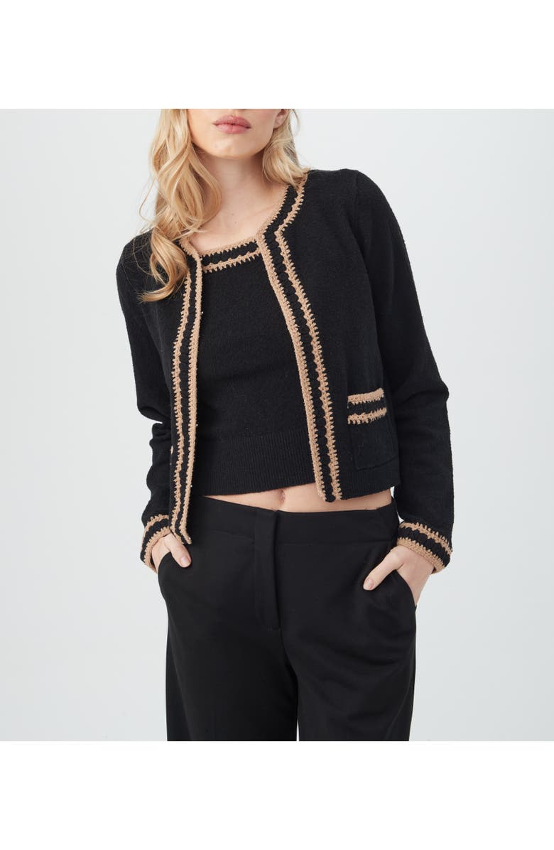 Trina Turk Sinai Cardigan, Alternate, color, Black/Camel