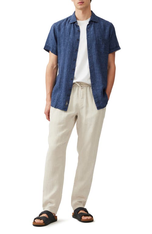 Rodd & Gunn Palm Beach Sports Fit Short Sleeve Linen Button-up Shirt In Blue