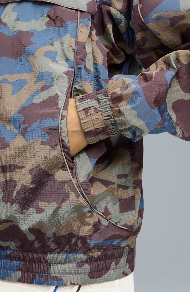 PUMA CLRT Camo Hooded Zip Jacket, Alternate, color, Raisin