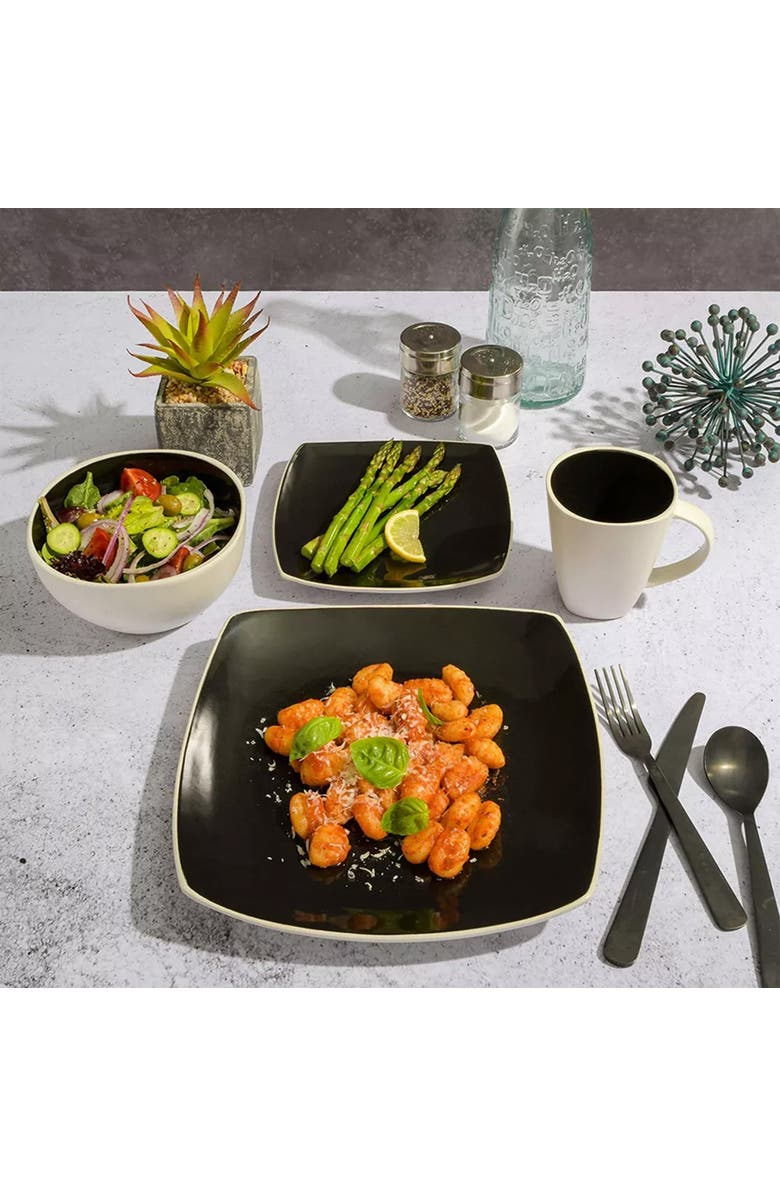 Gibson Elite 16 Piece Stoneware Dinnerware Set, Alternate, color, Black