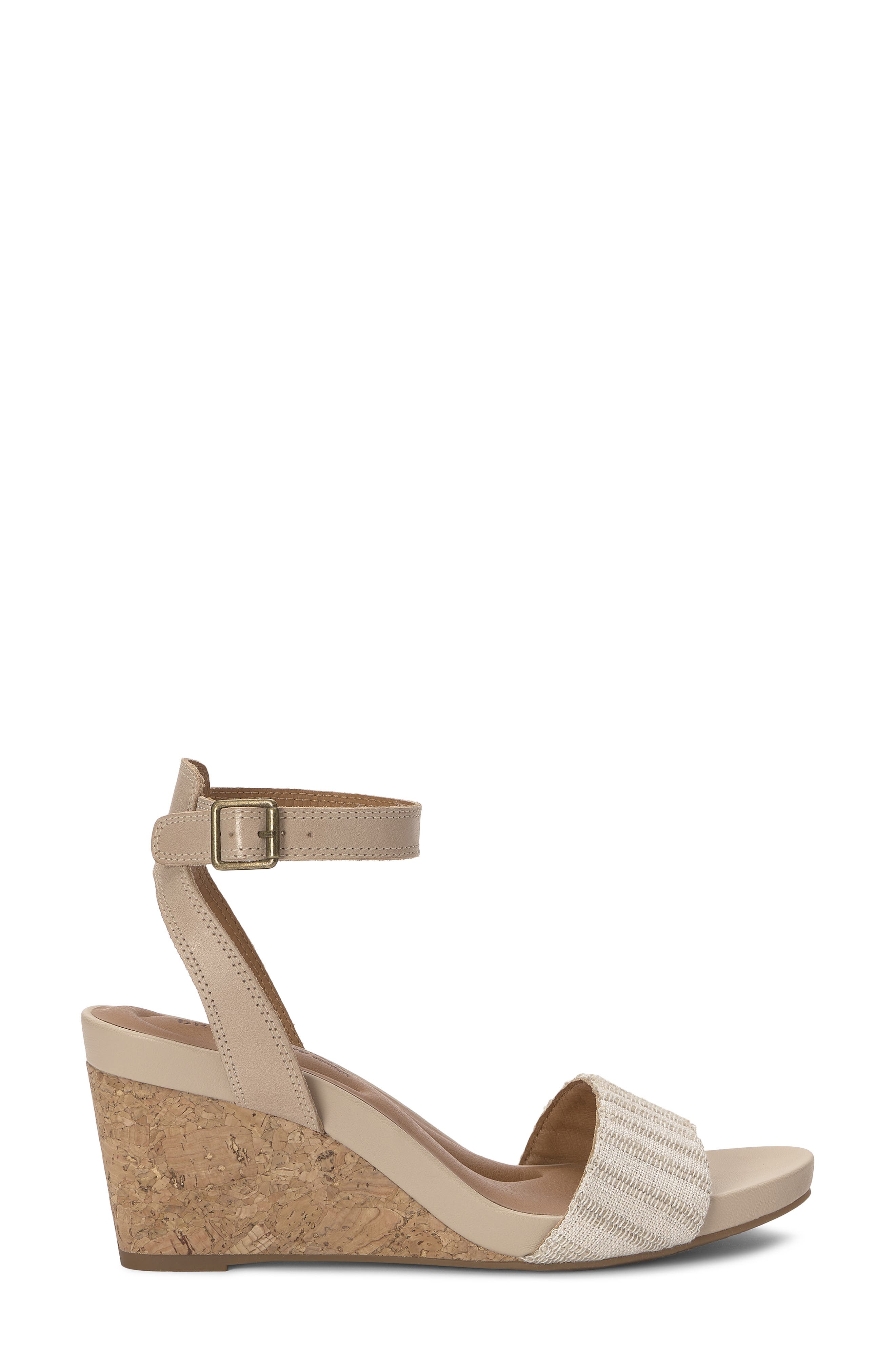 Lucky Brand Lynda Ankle Strap Platform Wedge Sandal, Alternate, color, Natural Multi