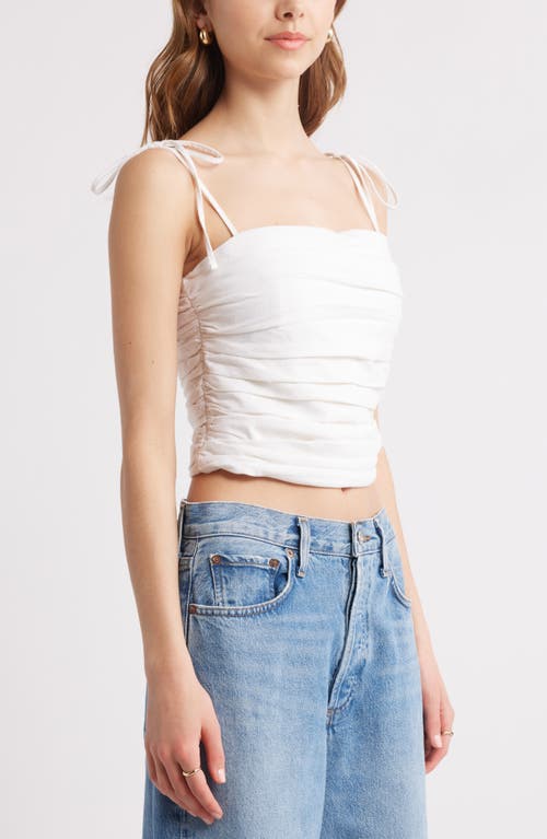 Open Edit Tie Strap Linen Blend Tank In White