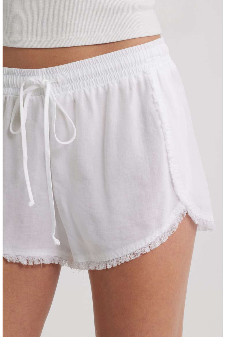Fray Hem Drawstring Shorts, Alternate, color, WHITE