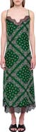 Zadig & Voltaire Respa Silk Bandana Lace Trim Midi Dress