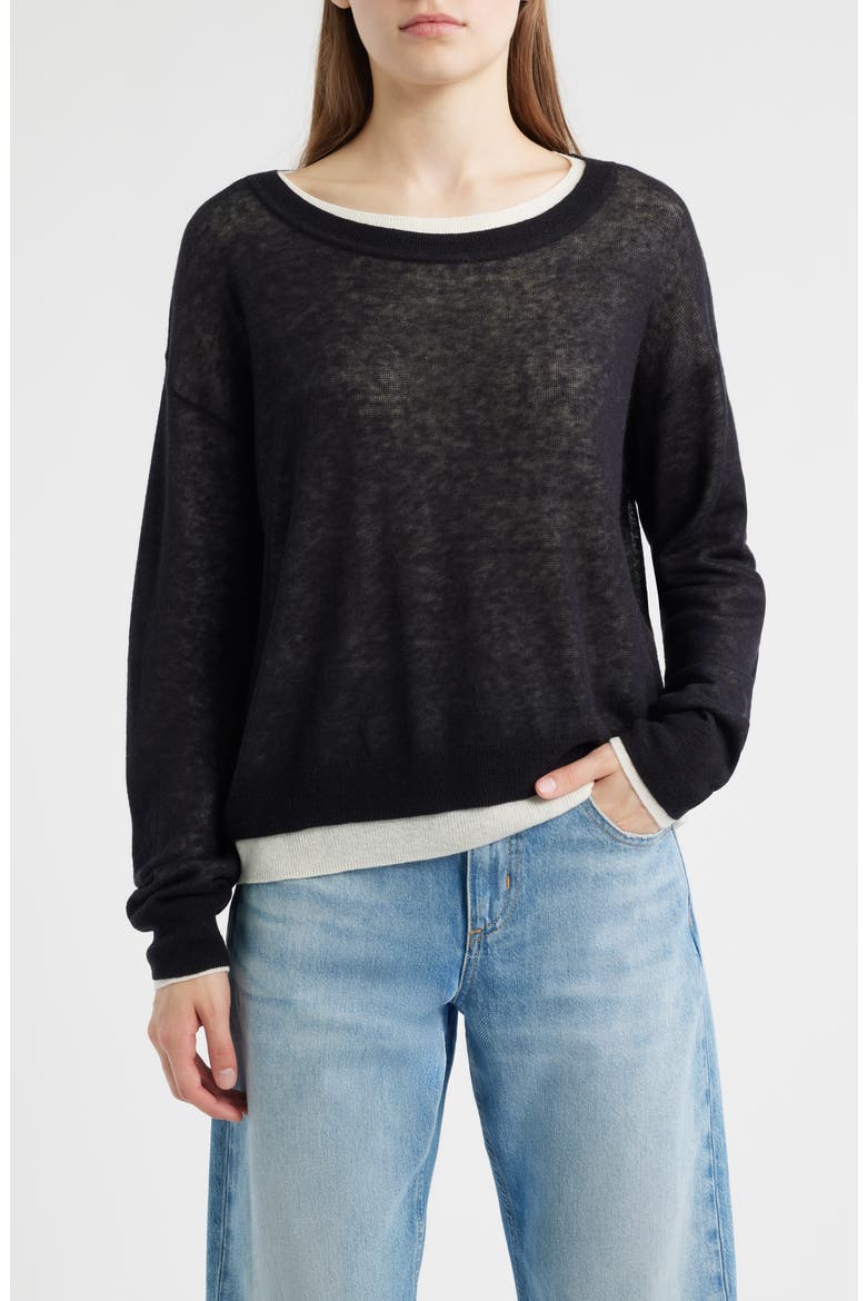 Femok Contrast Wool Blend Sweater, Main, color, OPEN MISC