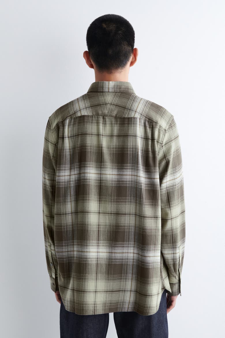 Checked Pima Cotton Shirt, Alternate, color, KHAKI / BROWN / CHECKED