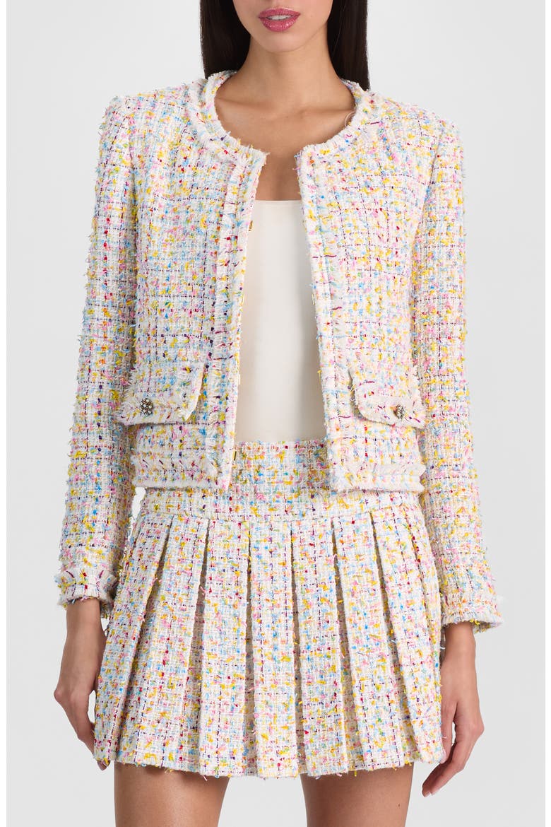 Landon Boxy Crop Tweed Jacket, Main, color, OFF WHITE/ MULTI