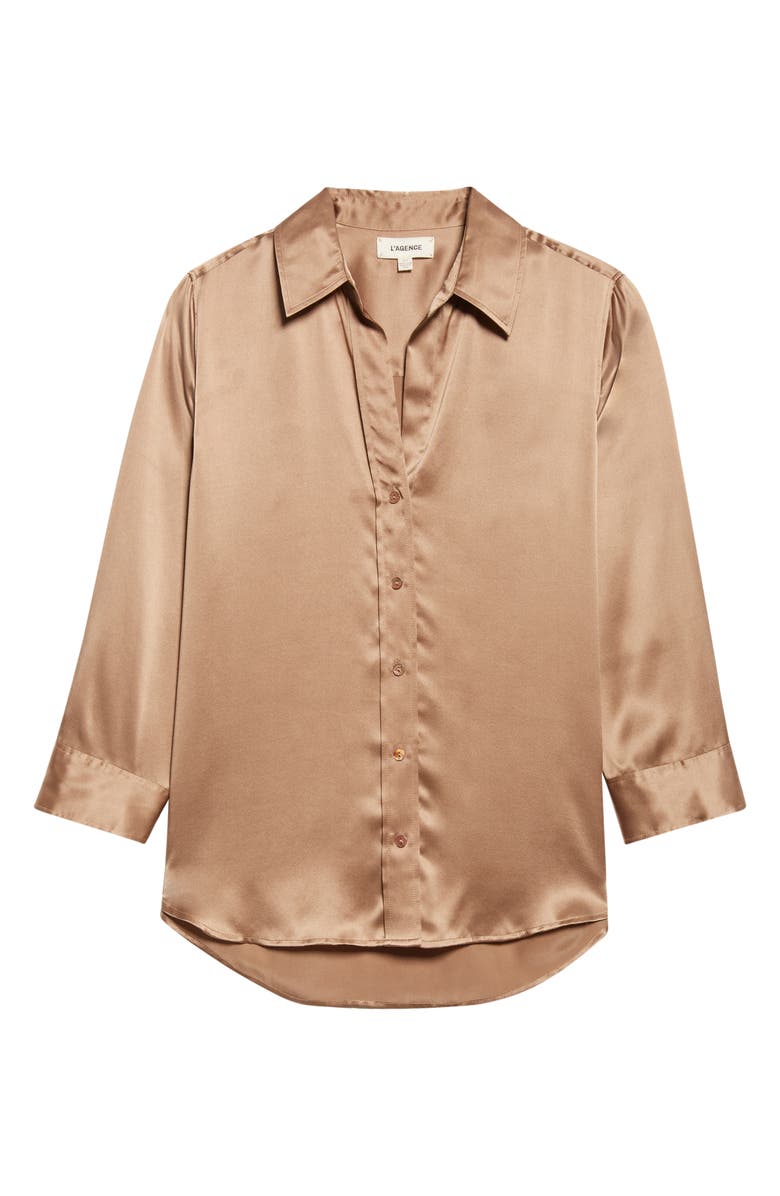 L'AGENCE Dani Silk Charmeuse Blouse, Alternate, color, Cinnamon Swirl