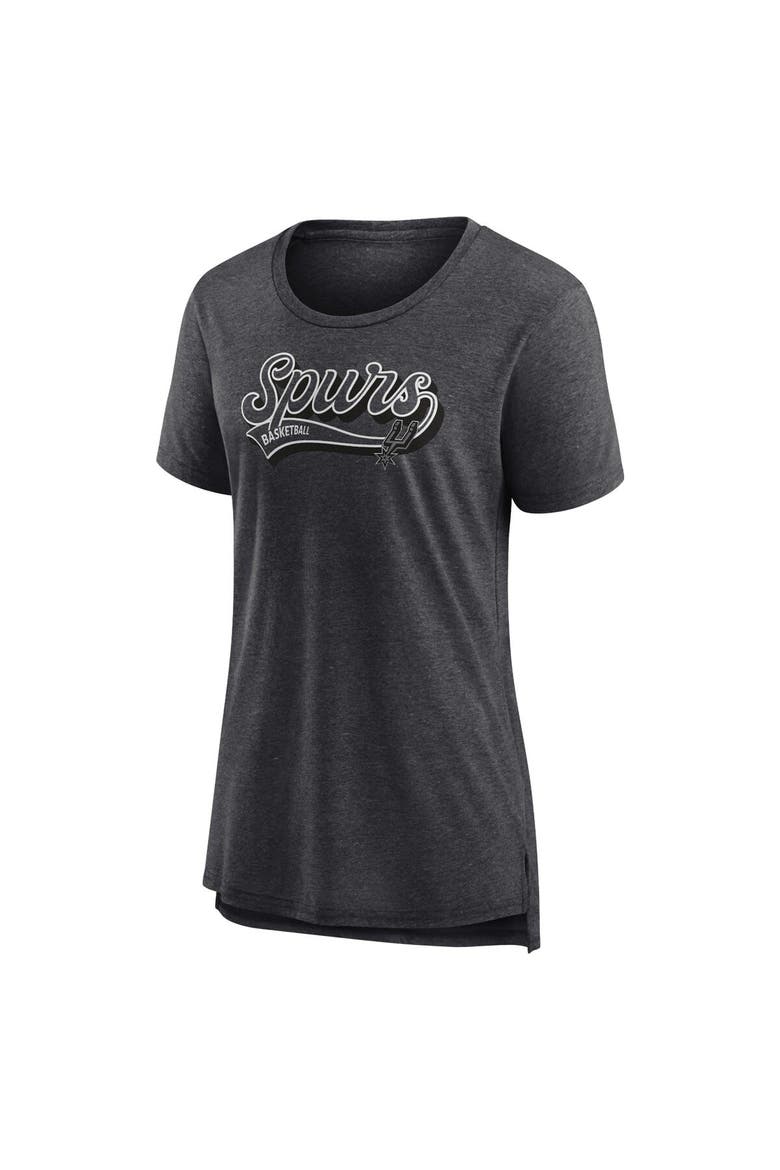 Women's Fanatics Branded Heather Charcoal San Antonio Spurs League Leader Tri-Blend T-Shirt, Alternate, color, Heather Charcoal