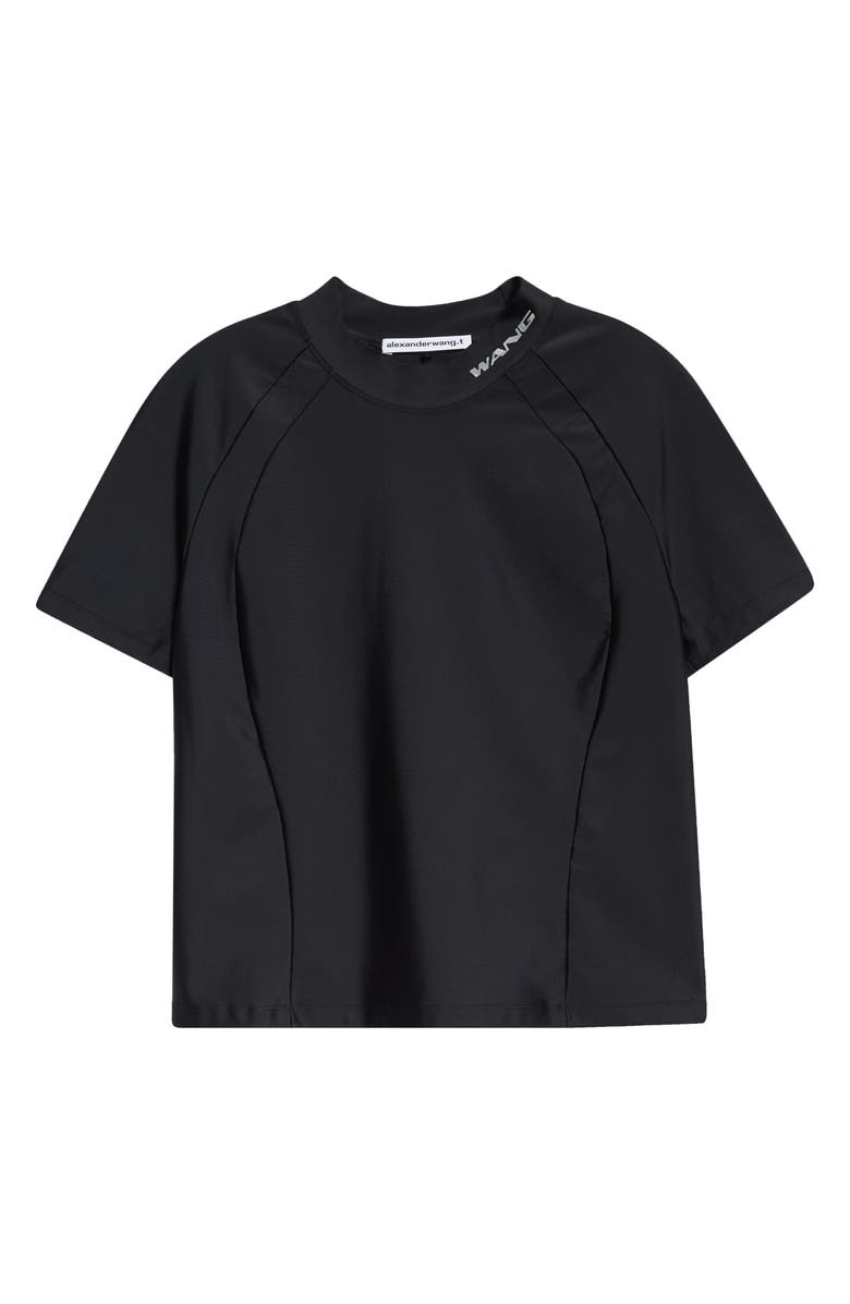 Alexander Wang Logo Mock Neck Short Sleeve Knit Top, Alternate, color,