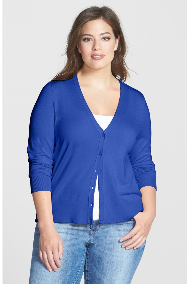 V-Neck Cardigan, Main, color, BLUE MAZARINE