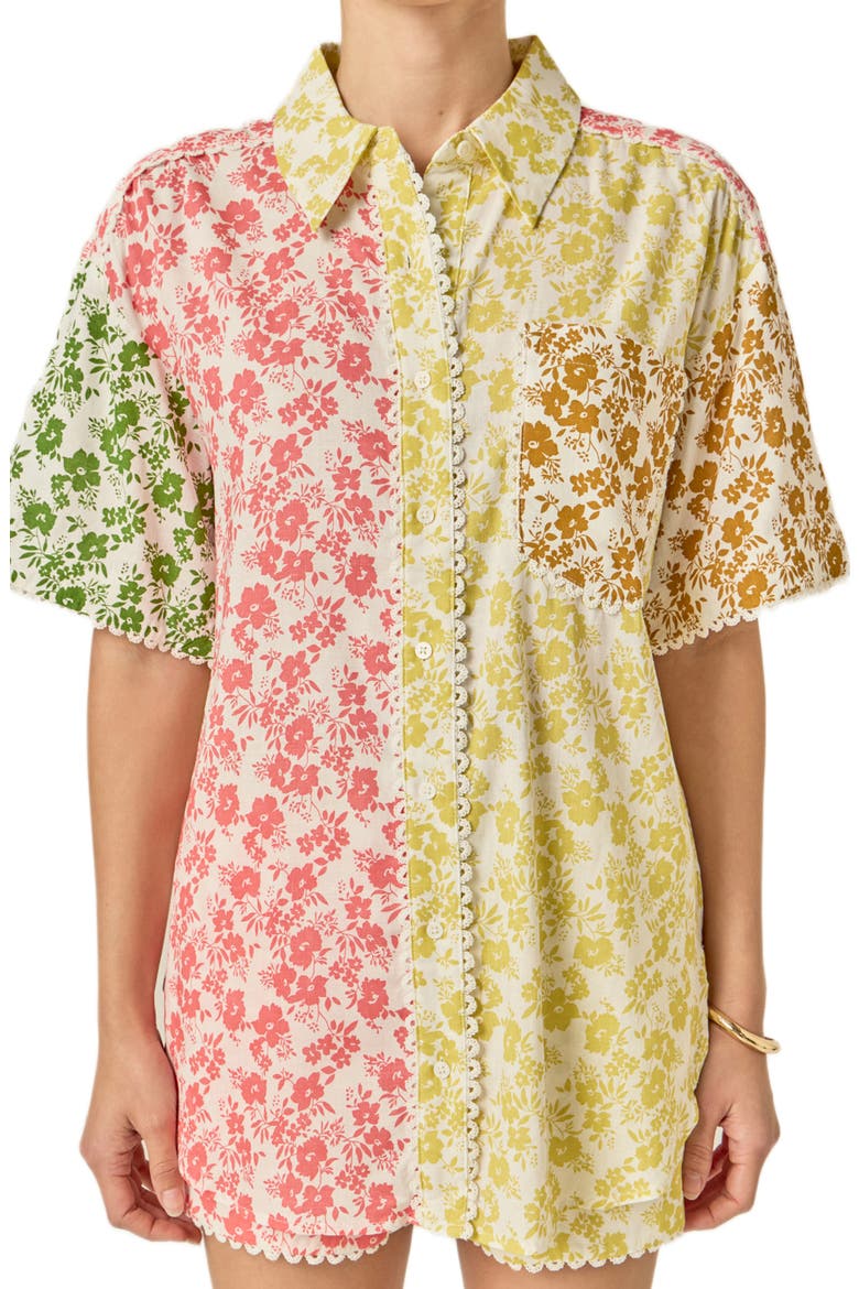 Colorblock Lace Trim Shirt, Alternate, color, MULTI