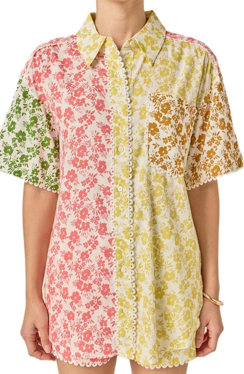 English Factory Colorblock Lace Trim Shirt, Alternate, color, Multi