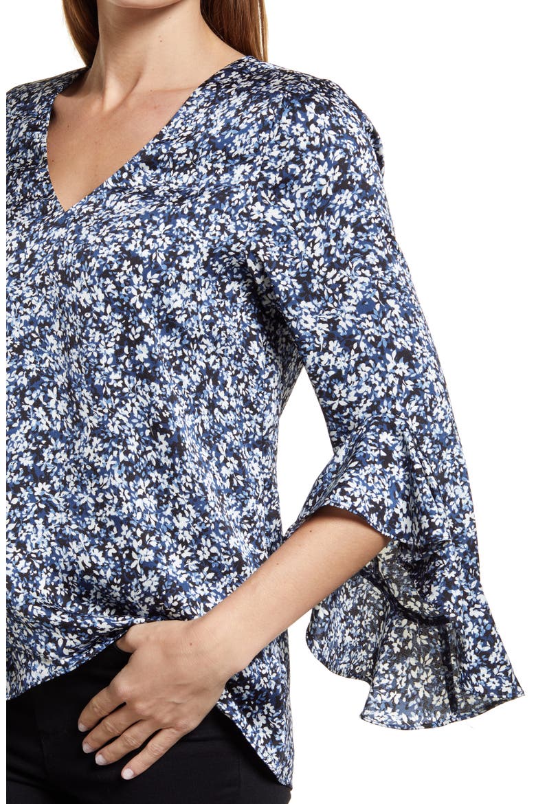 Flutter Sleeve V-Neck Blouse, Alternate, color, VINTAGE BLUE