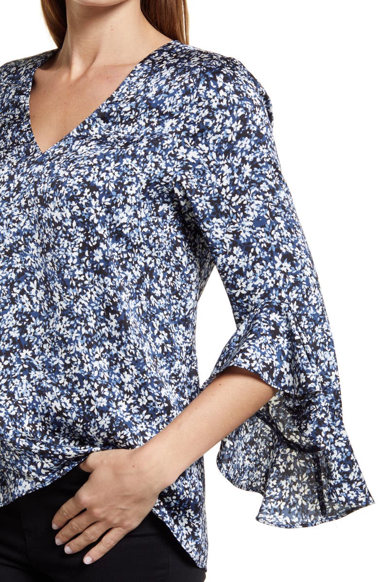 Vince Camuto Flutter Sleeve V-Neck Blouse, Alternate, color,