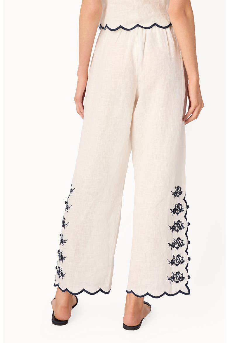 Madrid Floral Embroidery Linen Pants, Alternate, color, MACADAMIA