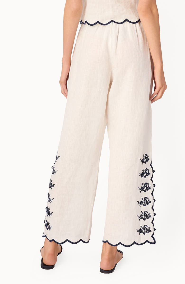 CAMI NYC Madrid Floral Embroidery Linen Pants, Alternate, color, Macadamia