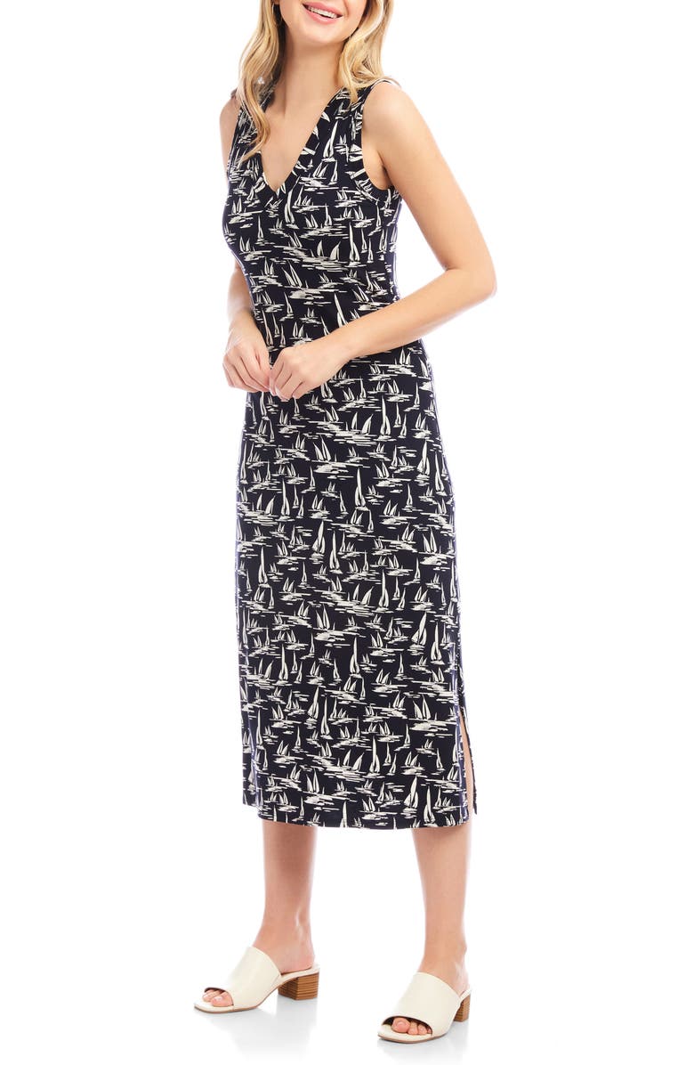 Karen Kane Sleeveless V-Neck Midi Dress, Alternate, color, Print